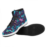 Night Star Unicorn Pattern Print High Top Leather Sneakers