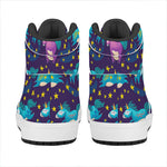 Night Star Unicorn Pattern Print High Top Leather Sneakers