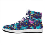 Night Star Unicorn Pattern Print High Top Leather Sneakers