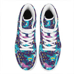 Night Star Unicorn Pattern Print High Top Leather Sneakers