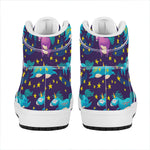 Night Star Unicorn Pattern Print High Top Leather Sneakers