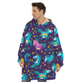 Night Star Unicorn Pattern Print Hoodie Blanket