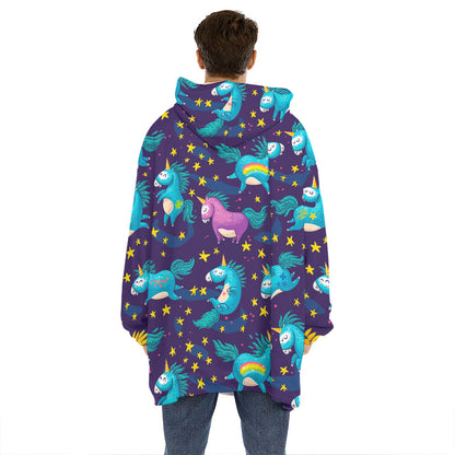 Night Star Unicorn Pattern Print Hoodie Blanket