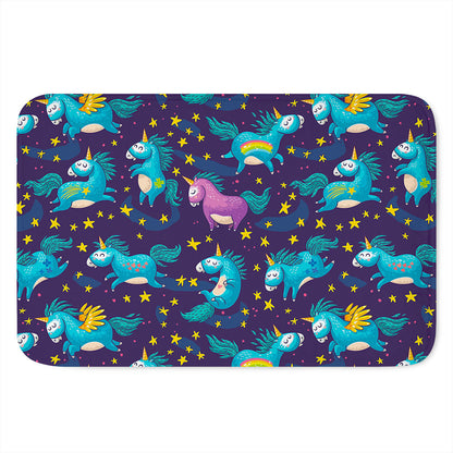 Night Star Unicorn Pattern Print Indoor Door Mat