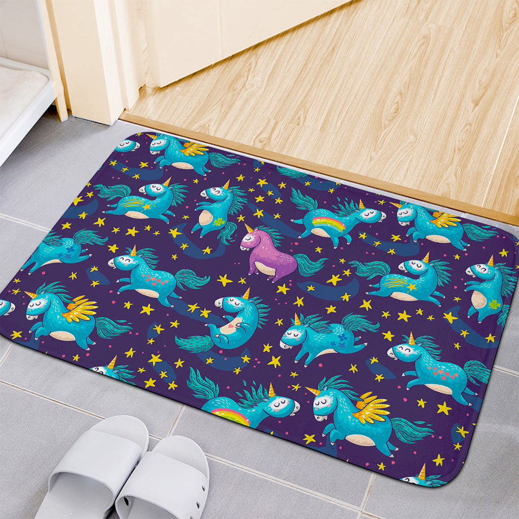 Night Star Unicorn Pattern Print Indoor Door Mat