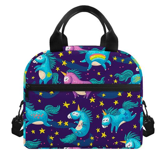 Night Star Unicorn Pattern Print Insulated Lunch Bag