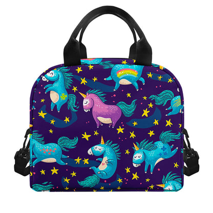 Night Star Unicorn Pattern Print Insulated Lunch Bag