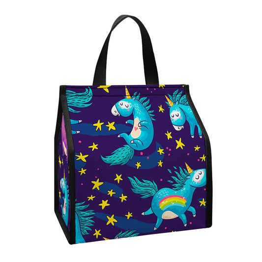 Night Star Unicorn Pattern Print Insulated Lunch Tote