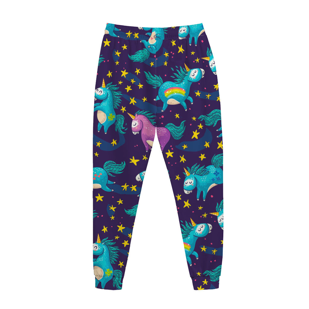 Night Star Unicorn Pattern Print Jogger Pants