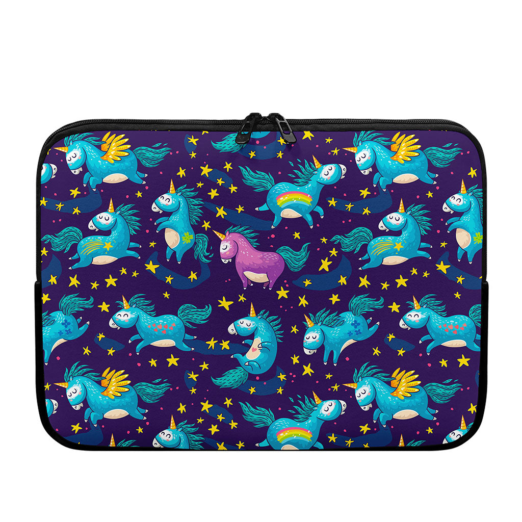 Night Star Unicorn Pattern Print Laptop Sleeve