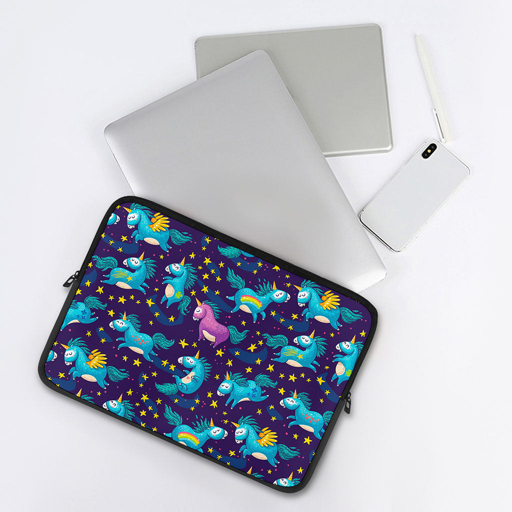 Night Star Unicorn Pattern Print Laptop Sleeve