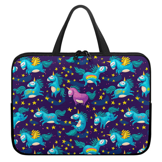 Night Star Unicorn Pattern Print Laptop Sleeve With Handle