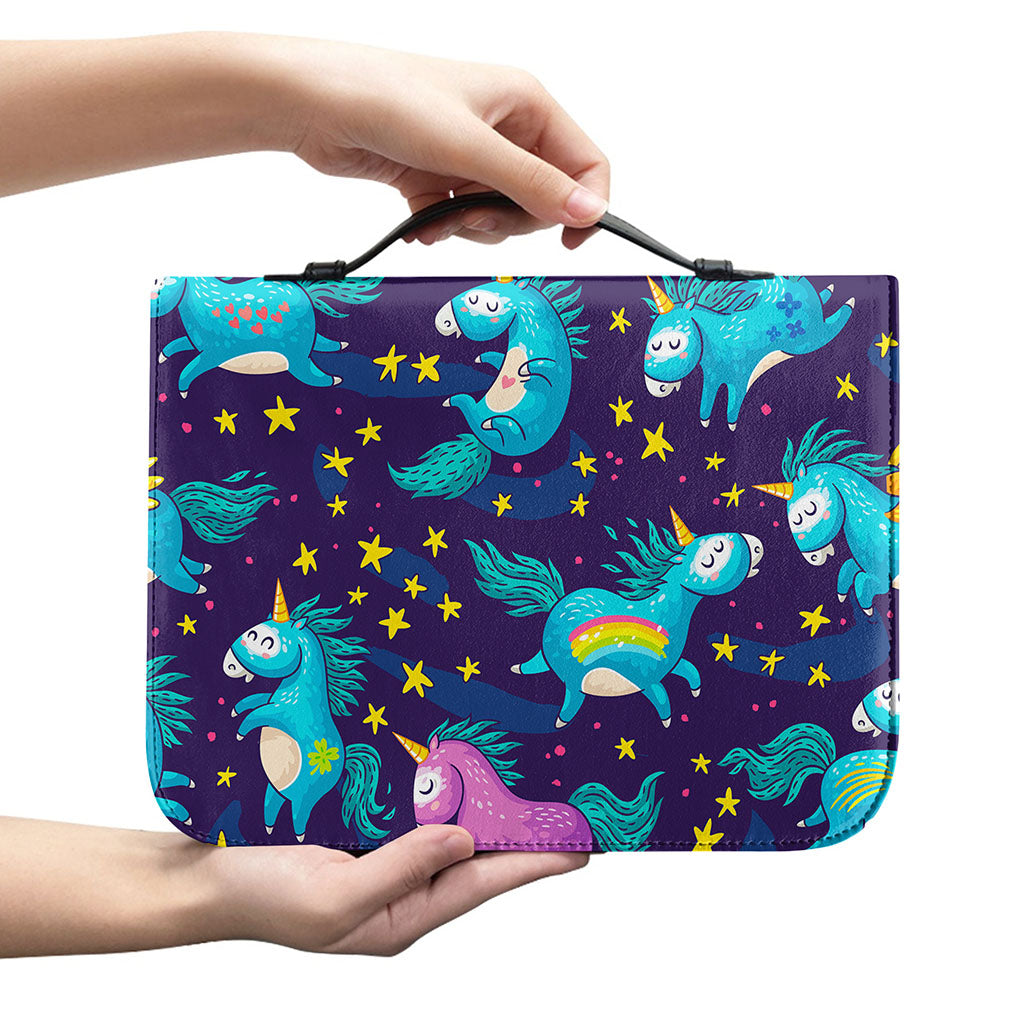 Night Star Unicorn Pattern Print Leather Bible Cover