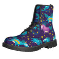 Night Star Unicorn Pattern Print Lace-Up Boots