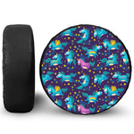 Night Star Unicorn Pattern Print Leather Spare Tire Cover