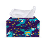 Night Star Unicorn Pattern Print Leather Tissue Box Cover