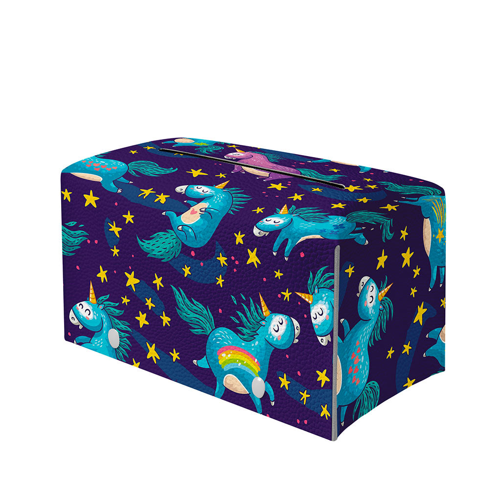 Night Star Unicorn Pattern Print Leather Tissue Box Cover