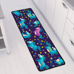 Night Star Unicorn Pattern Print Long Kitchen Mat