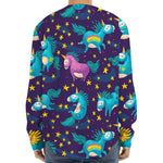 Night Star Unicorn Pattern Print Long Sleeve Baseball Jersey