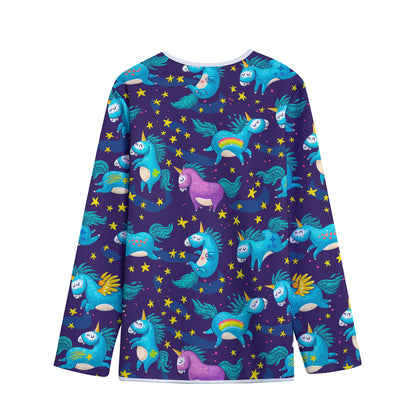 Night Star Unicorn Pattern Print Long Sleeve Short Coat