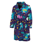 Night Star Unicorn Pattern Print Men's Bathrobe