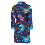 Night Star Unicorn Pattern Print Men's Bathrobe