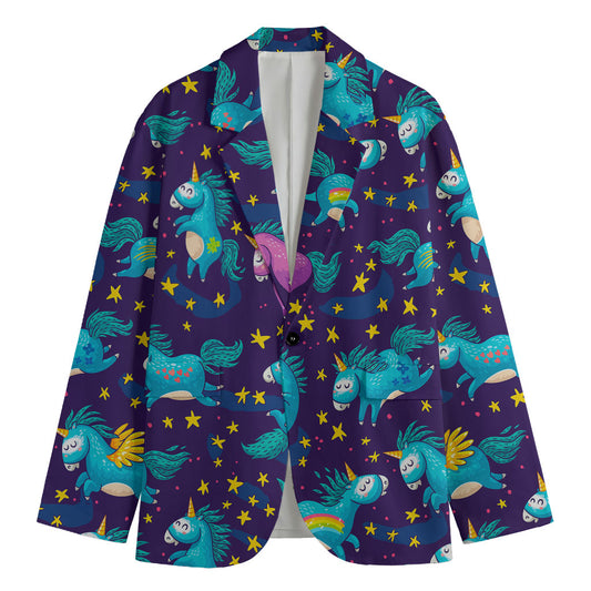 Night Star Unicorn Pattern Print Men's Blazer
