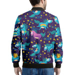 Night Star Unicorn Pattern Print Men's Bomber Jacket