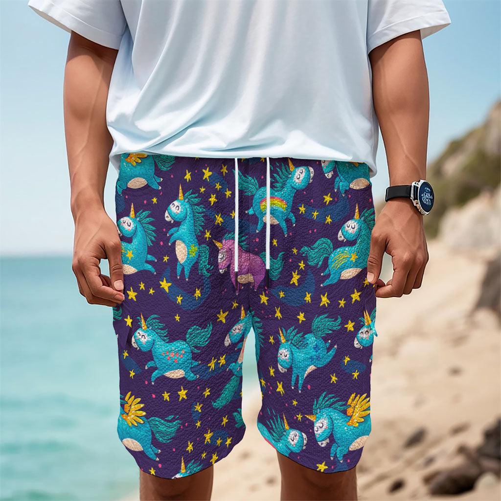 Night Star Unicorn Pattern Print Men's Cargo Shorts