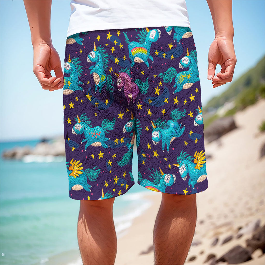 Night Star Unicorn Pattern Print Men's Cargo Shorts