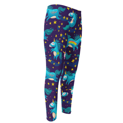 Night Star Unicorn Pattern Print Men's Compression Pants