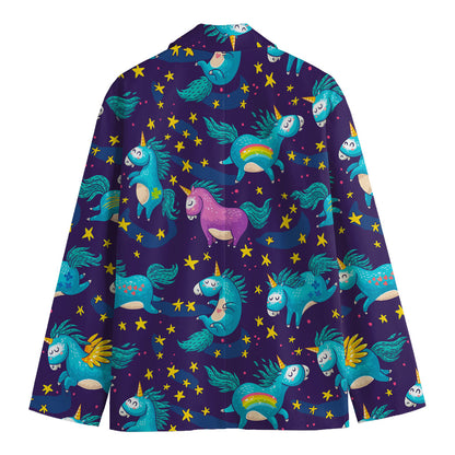 Night Star Unicorn Pattern Print Men's Cotton Blazer