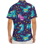 Night Star Unicorn Pattern Print Men's Deep V-Neck Shirt