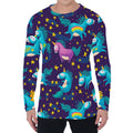Night Star Unicorn Pattern Print Men's Long Sleeve T-Shirt