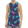 Night Star Unicorn Pattern Print Men's Muscle Tank Top