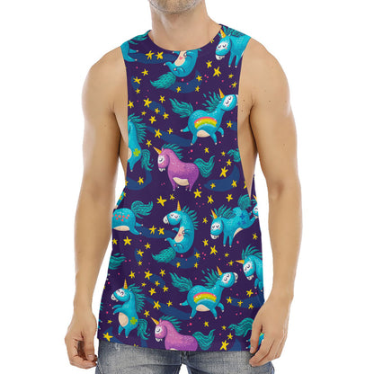 Night Star Unicorn Pattern Print Men's Muscle Tank Top