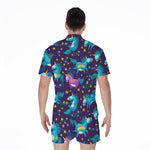 Night Star Unicorn Pattern Print Men's Rompers