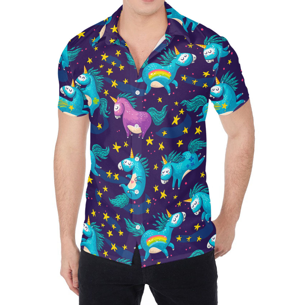 Night Star Unicorn Pattern Print Men's Shirt