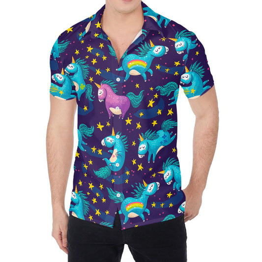 Night Star Unicorn Pattern Print Men's Shirt