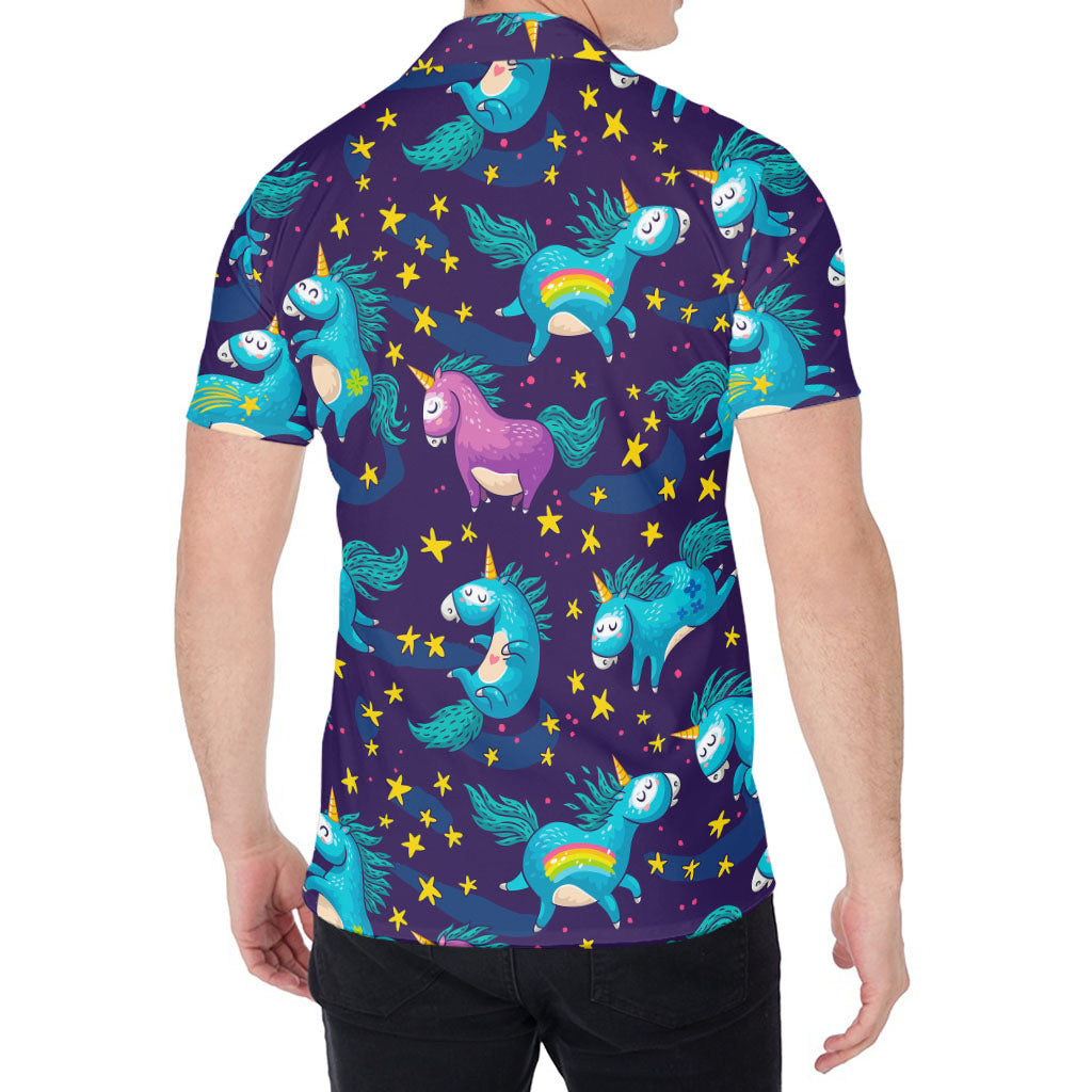 Night Star Unicorn Pattern Print Men's Shirt