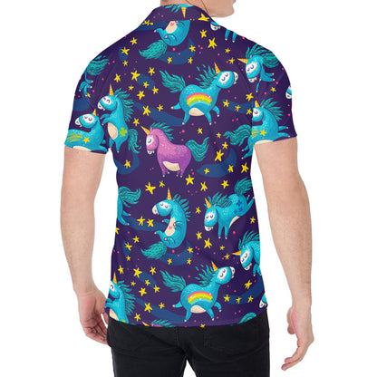 Night Star Unicorn Pattern Print Men's Shirt