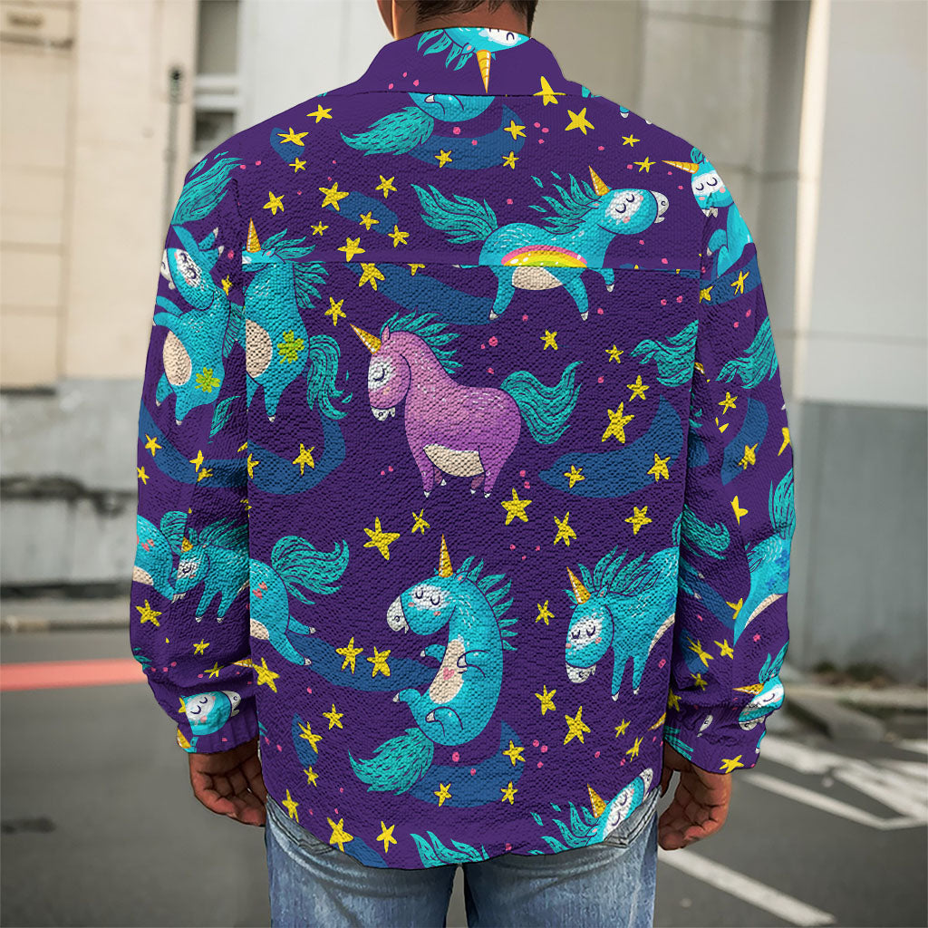 Night Star Unicorn Pattern Print Men's Shirt Jacket