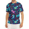 Night Star Unicorn Pattern Print Men's Short Sleeve Rash Guard
