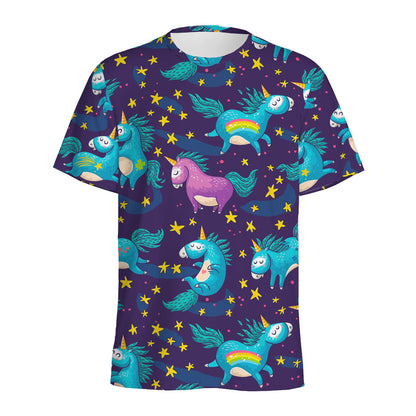 Night Star Unicorn Pattern Print Men's Sports T-Shirt