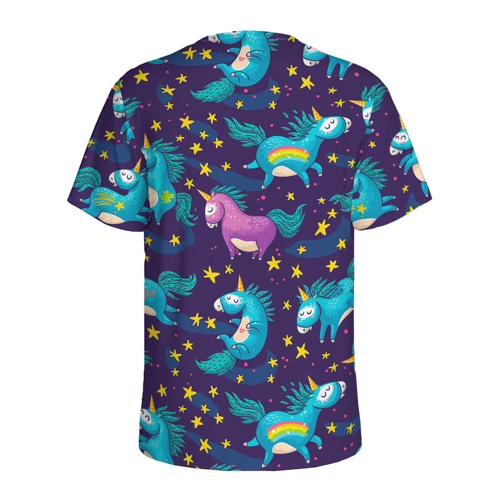 Night Star Unicorn Pattern Print Men's Sports T-Shirt