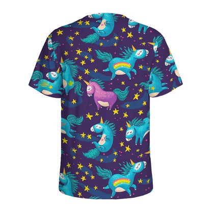 Night Star Unicorn Pattern Print Men's Sports T-Shirt