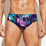 Night Star Unicorn Pattern Print Men's Swim Briefs