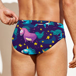 Night Star Unicorn Pattern Print Men's Swim Briefs
