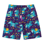 Night Star Unicorn Pattern Print Men's Swim Trunks