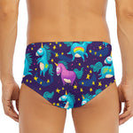 Night Star Unicorn Pattern Print Men's Triangle Swim Briefs